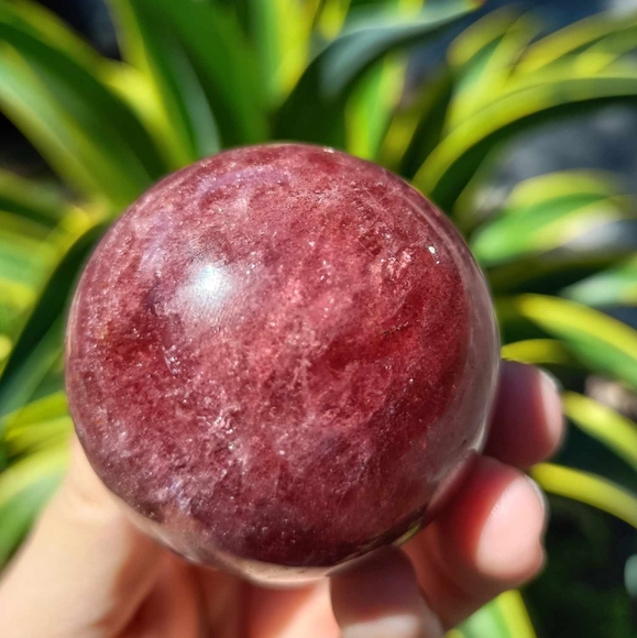Strawberry Quartz Crystal Sphere - Picture 4 of 4